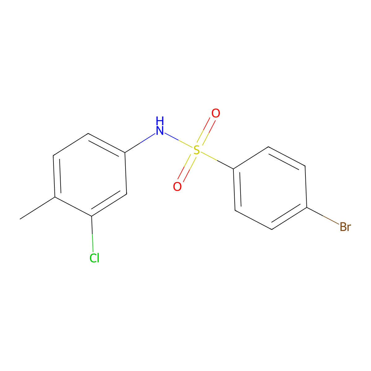 4-bromo-N-(3-chloro-4-methylphenyl)benzenesulfonamide molecular structure, CAS 349404-71-3