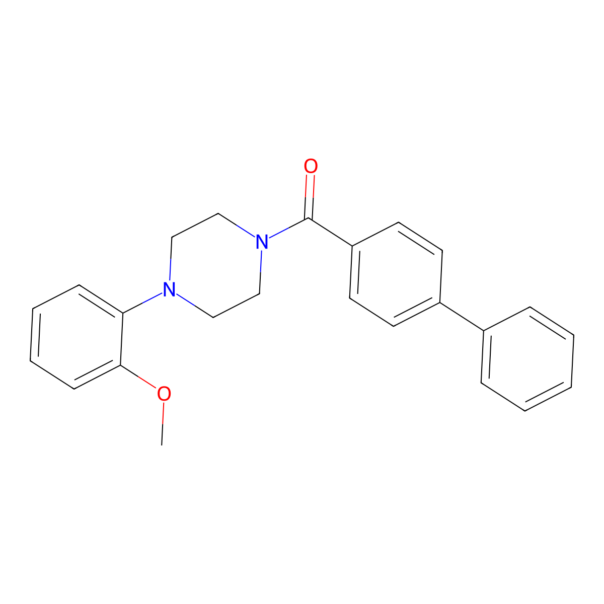 [4-(2-Methoxyphenyl)piperazin-1-yl]-(4-phenylphenyl)methanone molecular structure, CAS 349407-18-7