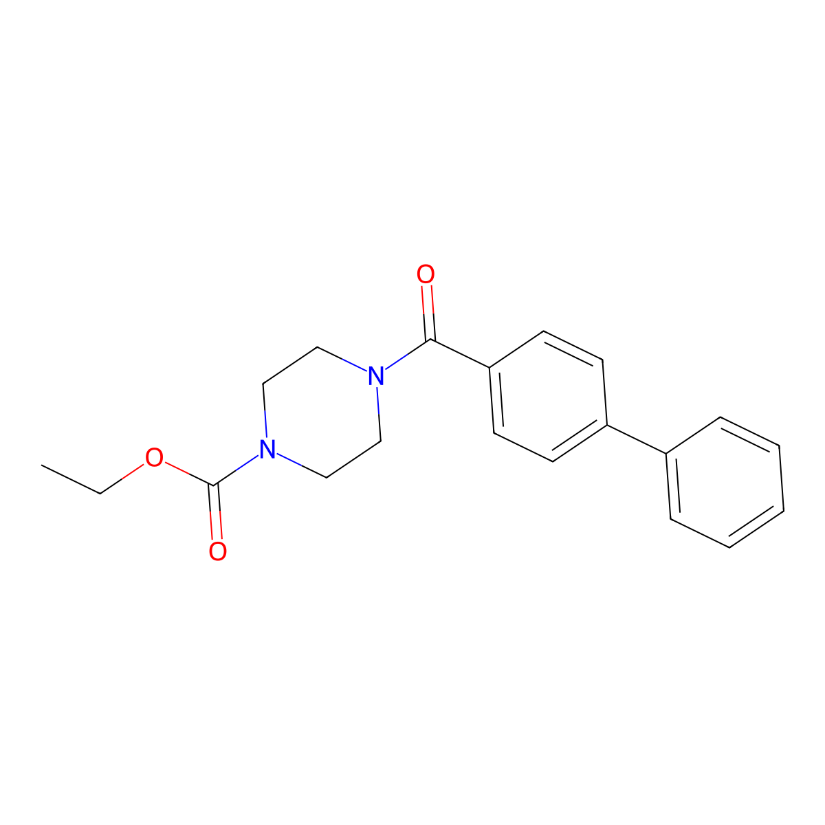 Ethyl 4-[(4-phenylphenyl)carbonyl]piperazinecarboxylate molecular structure, CAS 349407-19-8