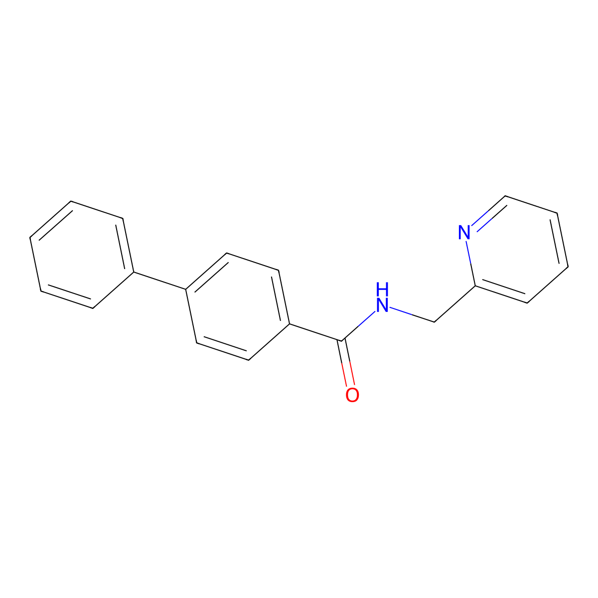4-phenyl-N-(pyridin-2-ylmethyl)benzamide molecular structure, CAS 349407-25-6