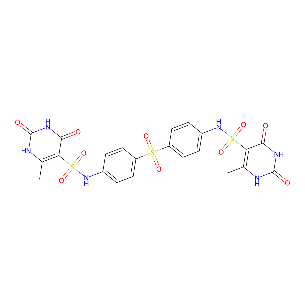 N,N'-(Sulfonyldi-4,1-phenylene)bis(1,2,3,4-tetrahydro-6-methyl-2,4-dioxo-5-pyrimidinesulfonamide) molecular structure, CAS 34941-71-4
