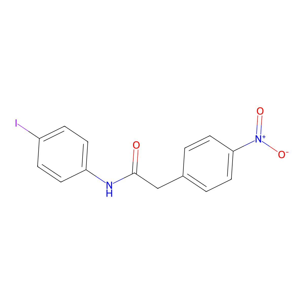 N-(4-iodophenyl)-2-(4-nitrophenyl)acetamide molecular structure, CAS 349410-41-9
