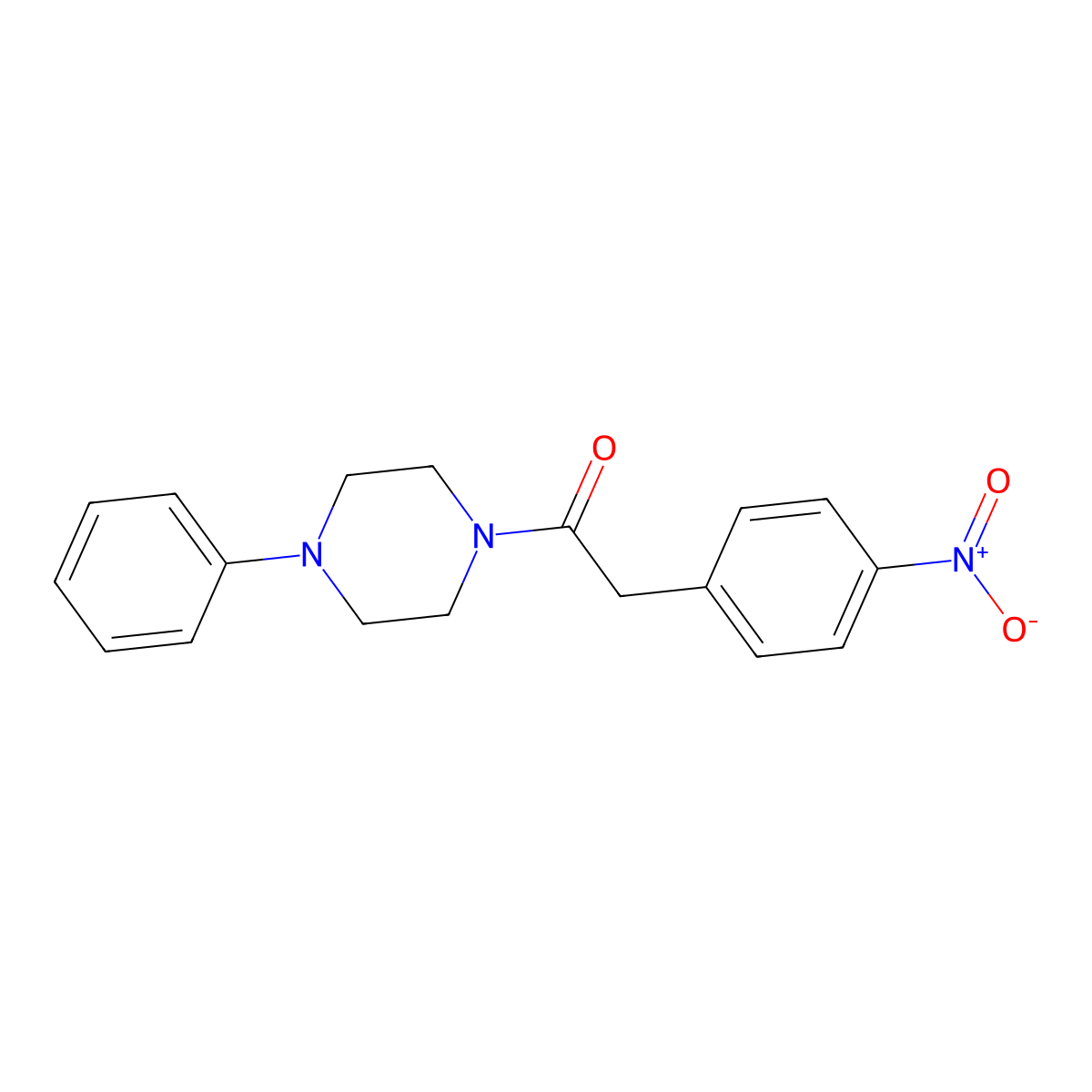 2-(4-Nitrophenyl)-1-(4-phenylpiperazin-1-yl)ethanone molecular structure, CAS 349410-58-8