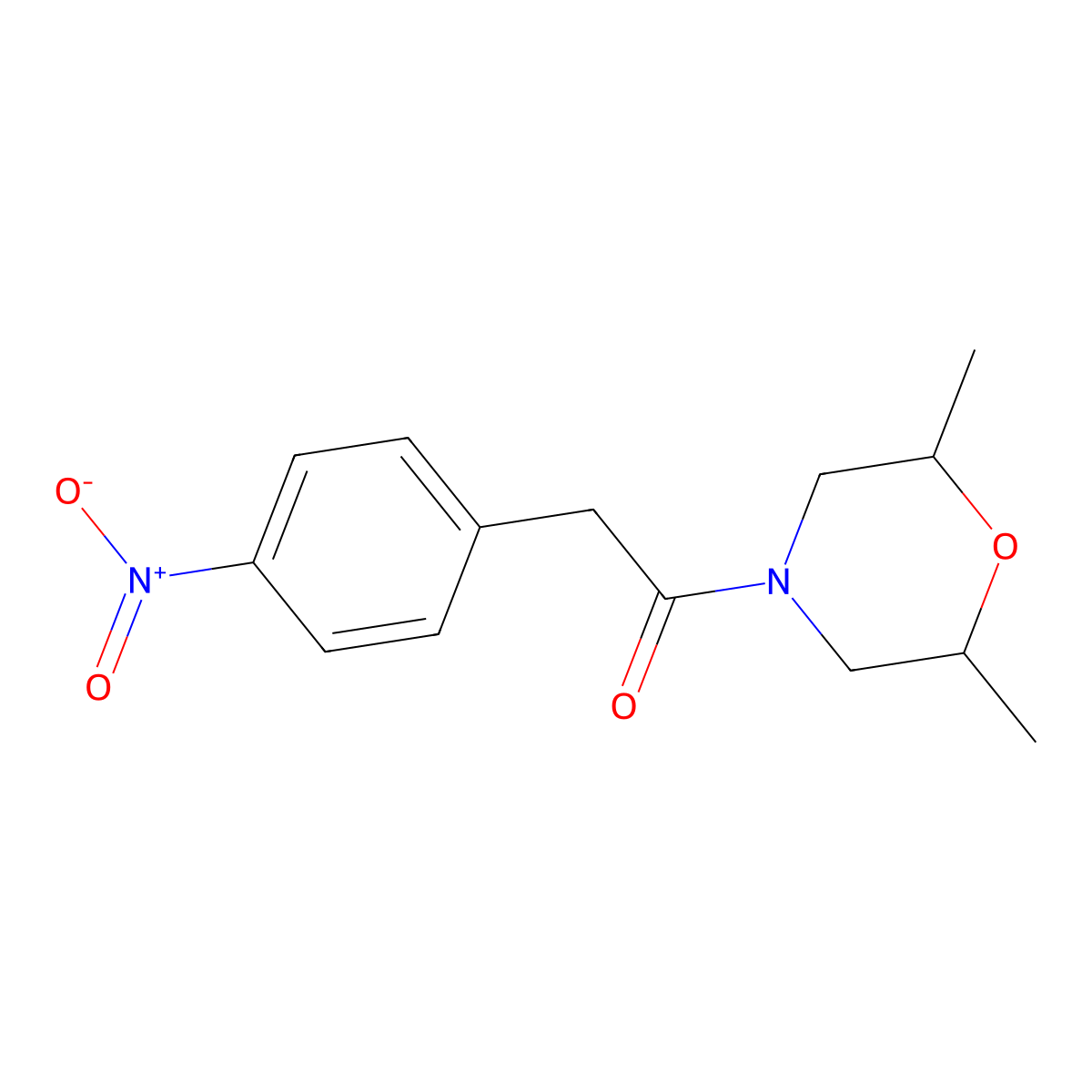 1-(2,6-Dimethylmorpholin-4-yl)-2-(4-nitrophenyl)ethanone molecular structure, CAS 349411-23-0