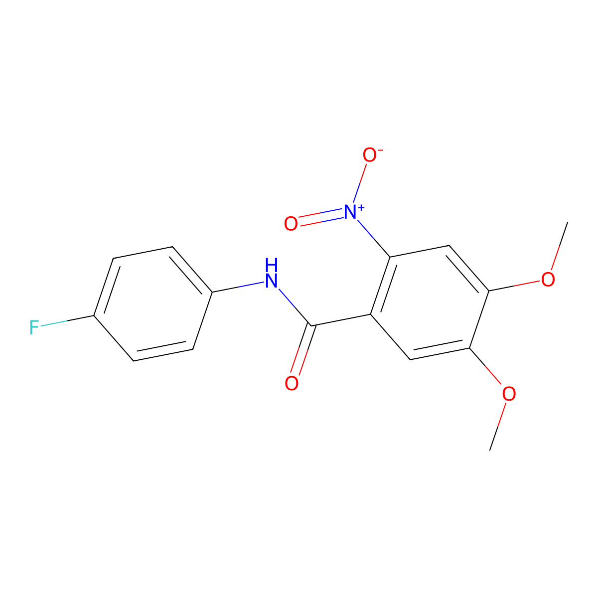 N-(4-fluorophenyl)-4,5-dimethoxy-2-nitrobenzamide molecular structure, CAS 349411-38-7