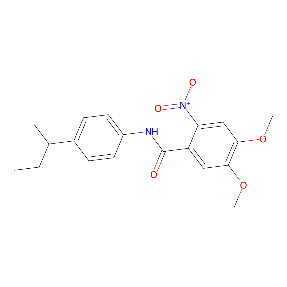 N-(4-butan-2-ylphenyl)-4,5-dimethoxy-2-nitrobenzamide molecular structure, CAS 349411-51-4