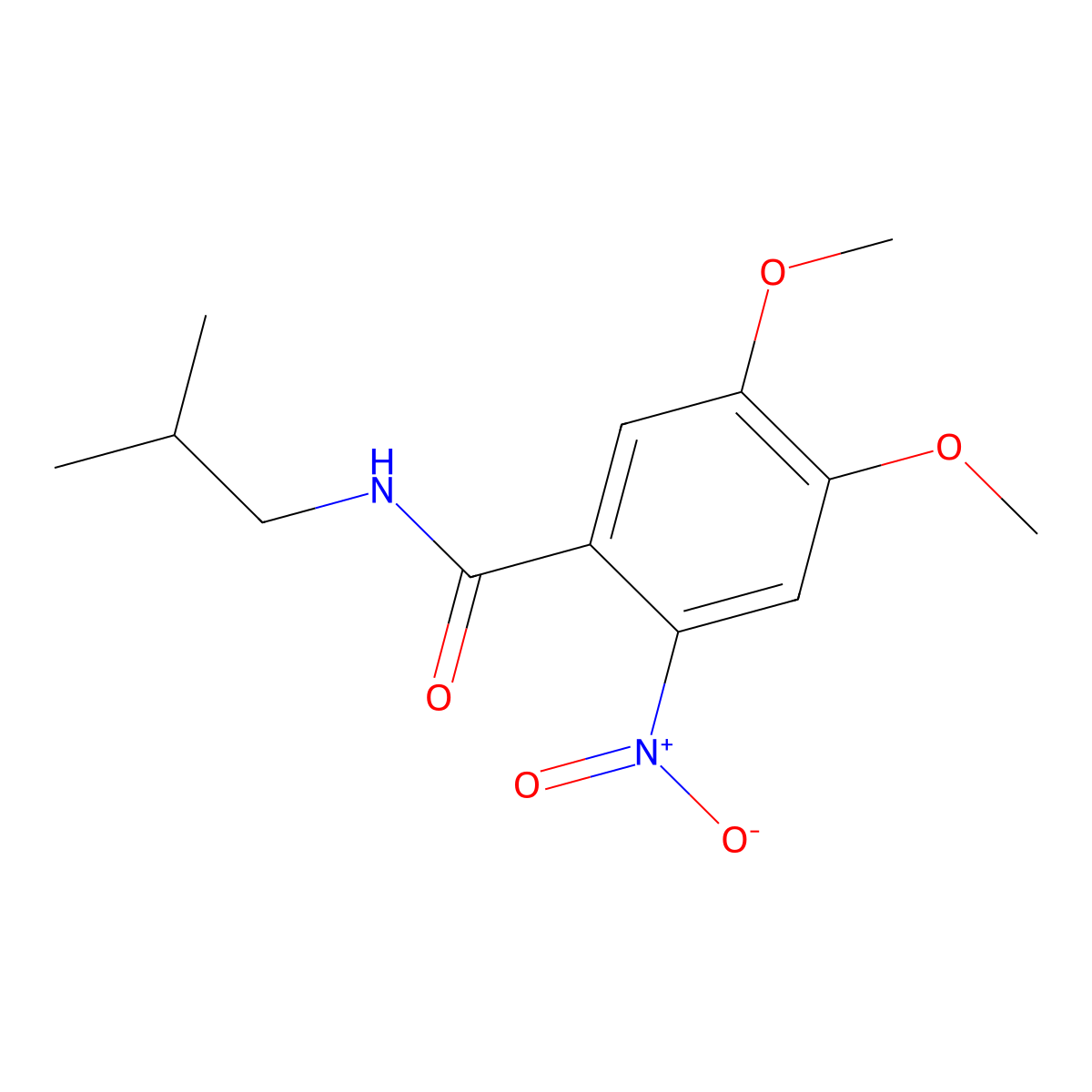 4,5-dimethoxy-N-(2-methylpropyl)-2-nitrobenzamide molecular structure, CAS 349411-56-9