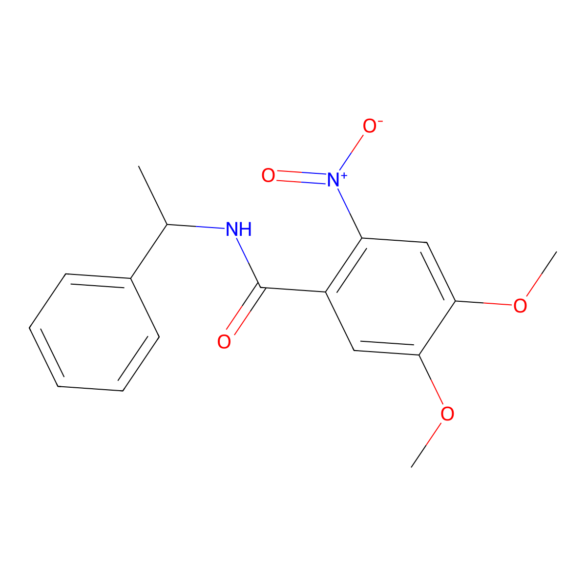 4,5-dimethoxy-2-nitro-N-(1-phenylethyl)benzamide molecular structure, CAS 349411-59-2