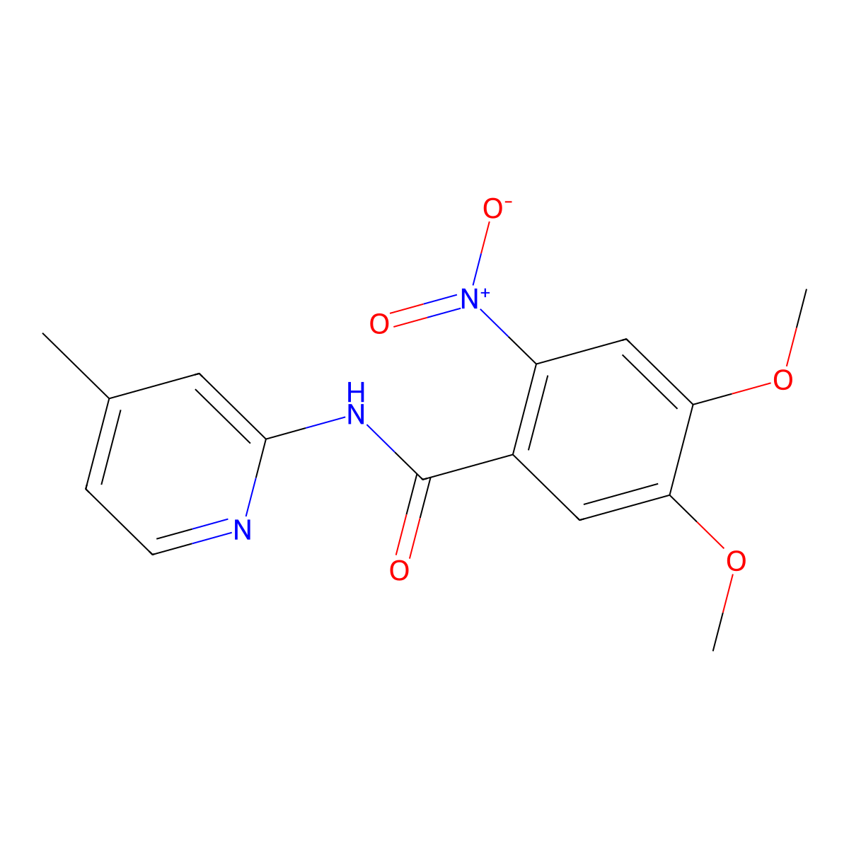 4,5-dimethoxy-N-(4-methylpyridin-2-yl)-2-nitrobenzamide molecular structure, CAS 349411-77-4