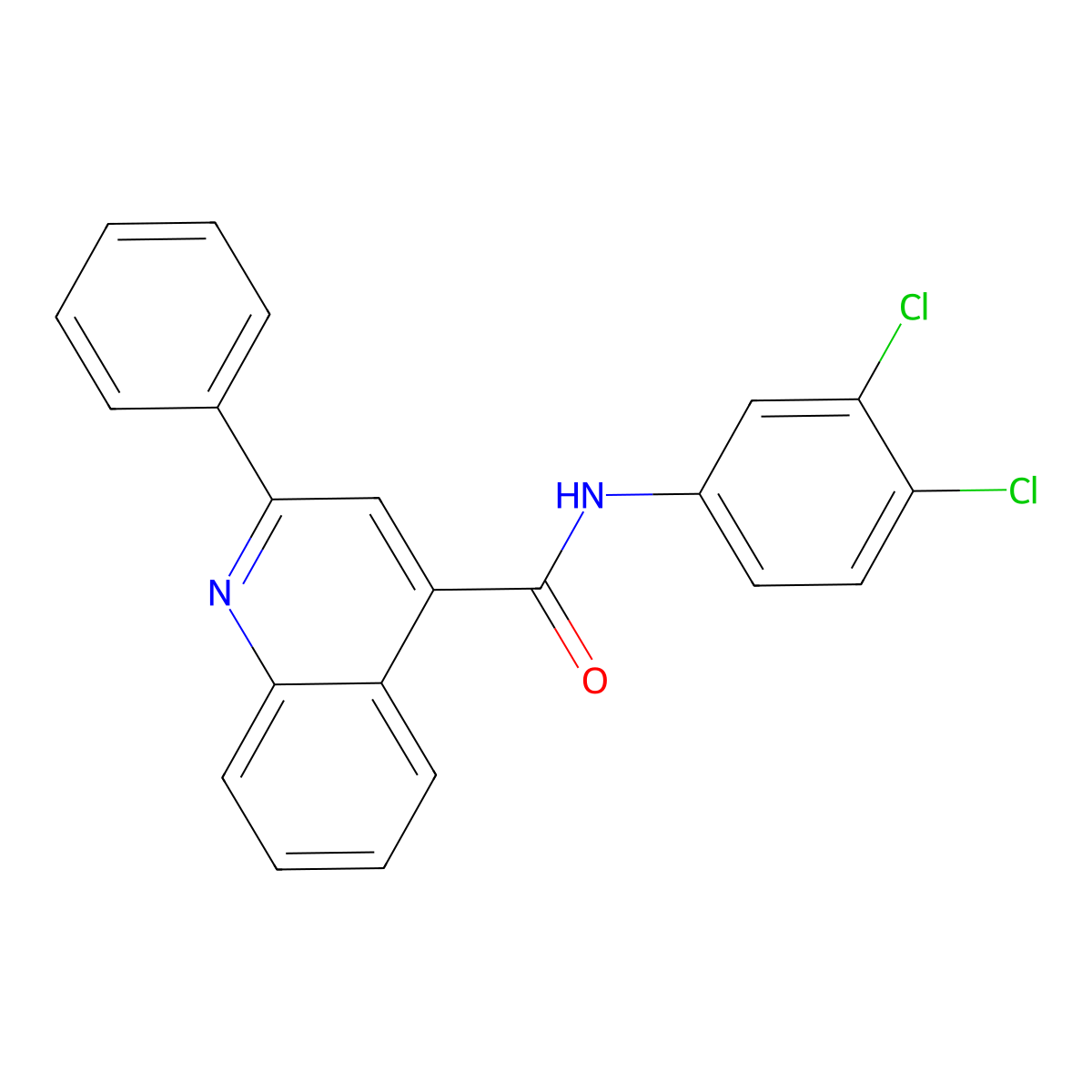 N-(3,4-dichlorophenyl)-2-phenylquinoline-4-carboxamide molecular structure, CAS 349414-62-6