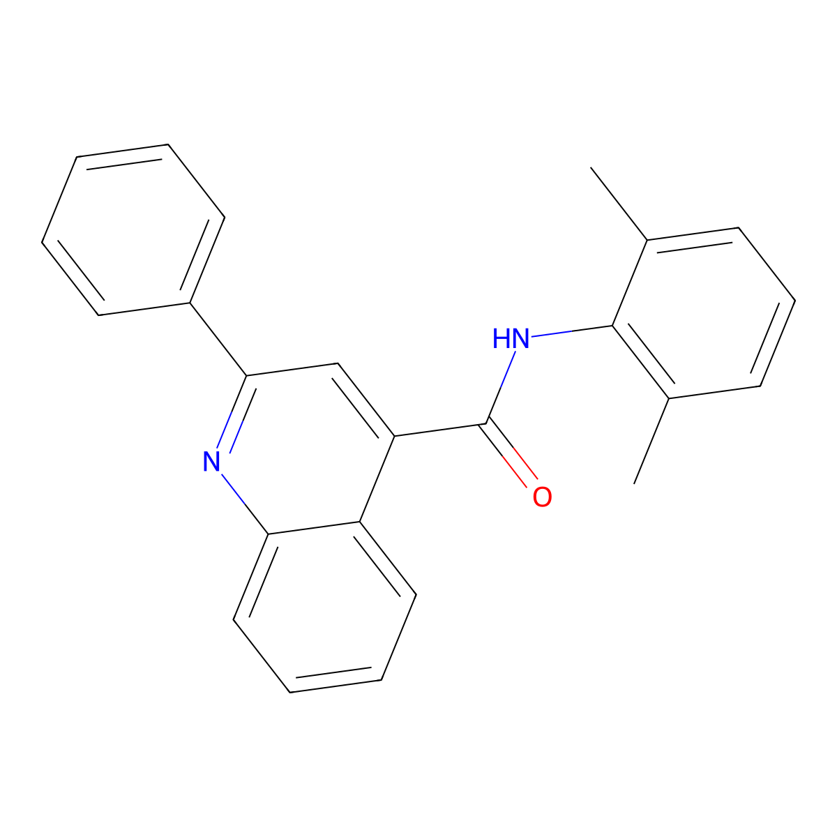 N-(2,6-dimethylphenyl)-2-phenylquinoline-4-carboxamide molecular structure, CAS 349414-67-1