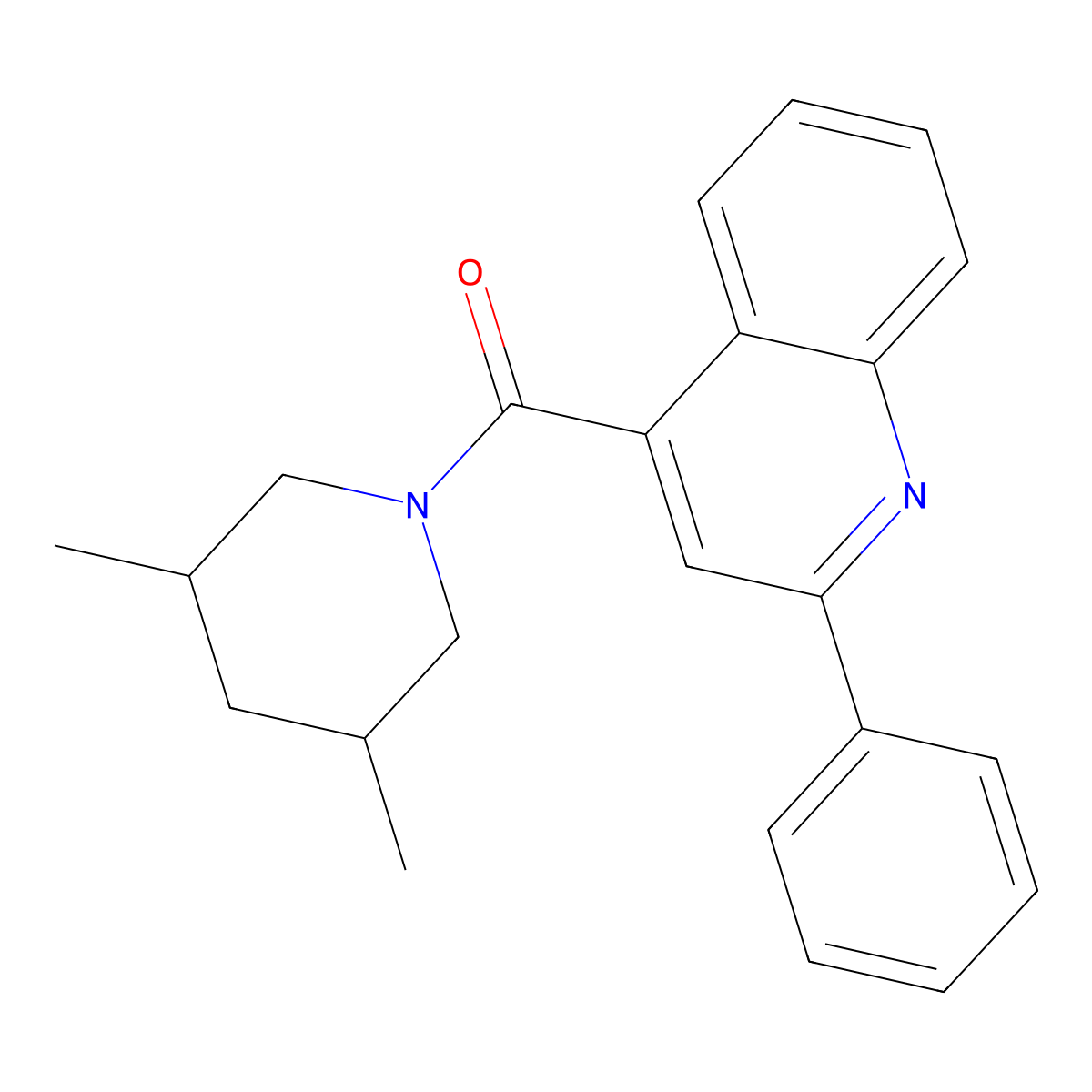 (3,5-Dimethylpiperidin-1-yl)(2-phenylquinolin-4-yl)methanone molecular structure, CAS 349414-84-2