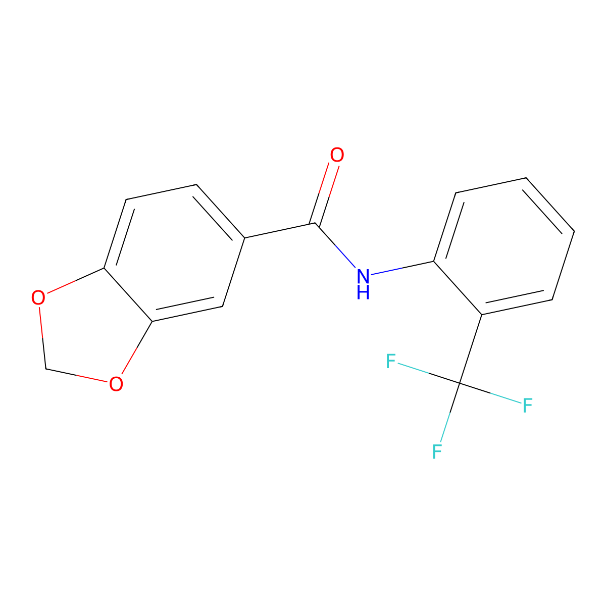 N-[2-(trifluoromethyl)phenyl]-1,3-benzodioxole-5-carboxamide molecular structure, CAS 349415-11-8