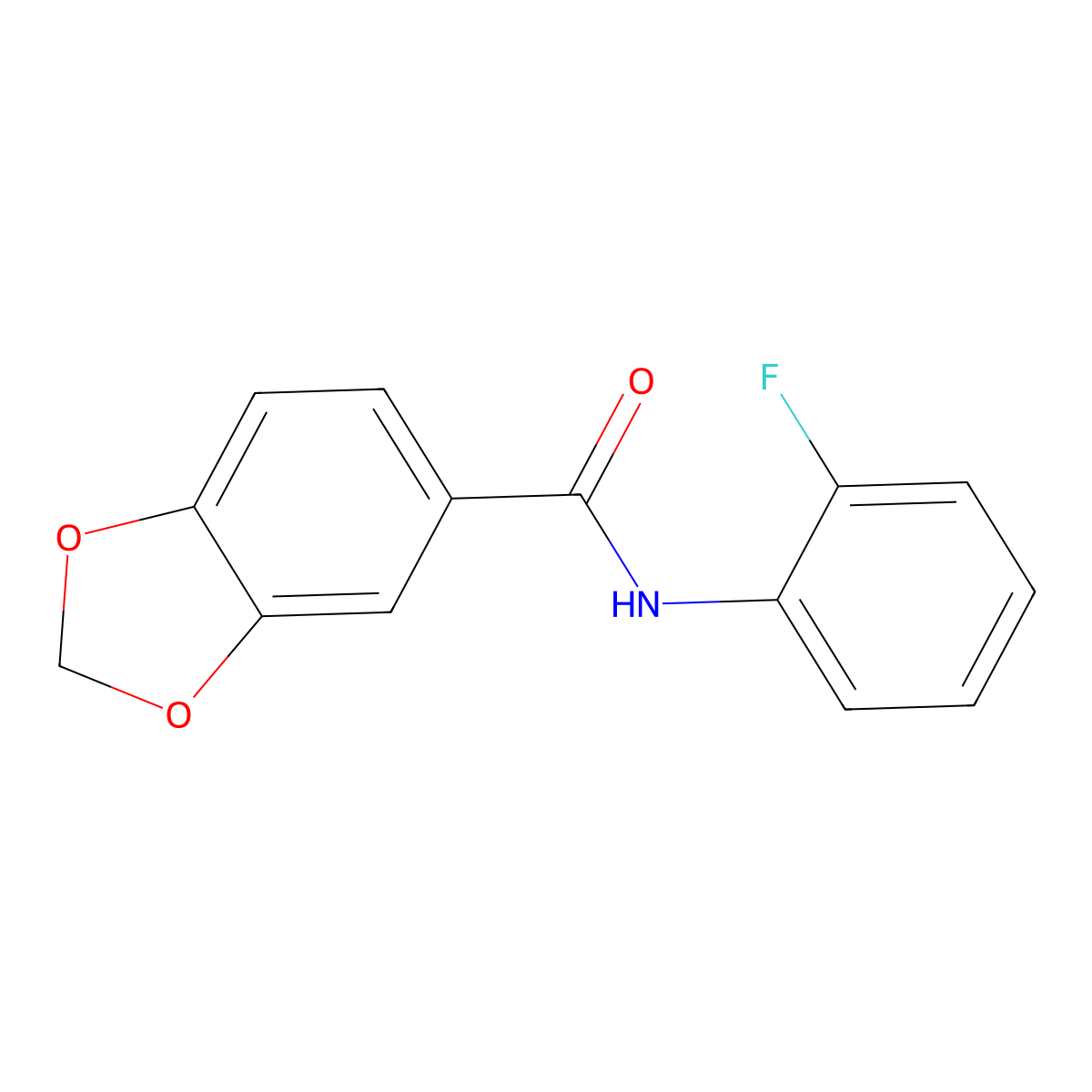 N-(2-fluorophenyl)-1,3-benzodioxole-5-carboxamide molecular structure, CAS 349415-12-9