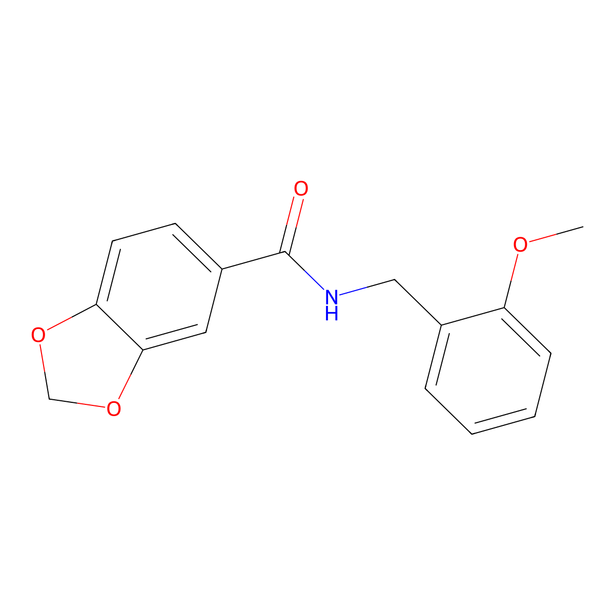 N-(2-methoxybenzyl)-1,3-benzodioxole-5-carboxamide molecular structure, CAS 349415-37-8