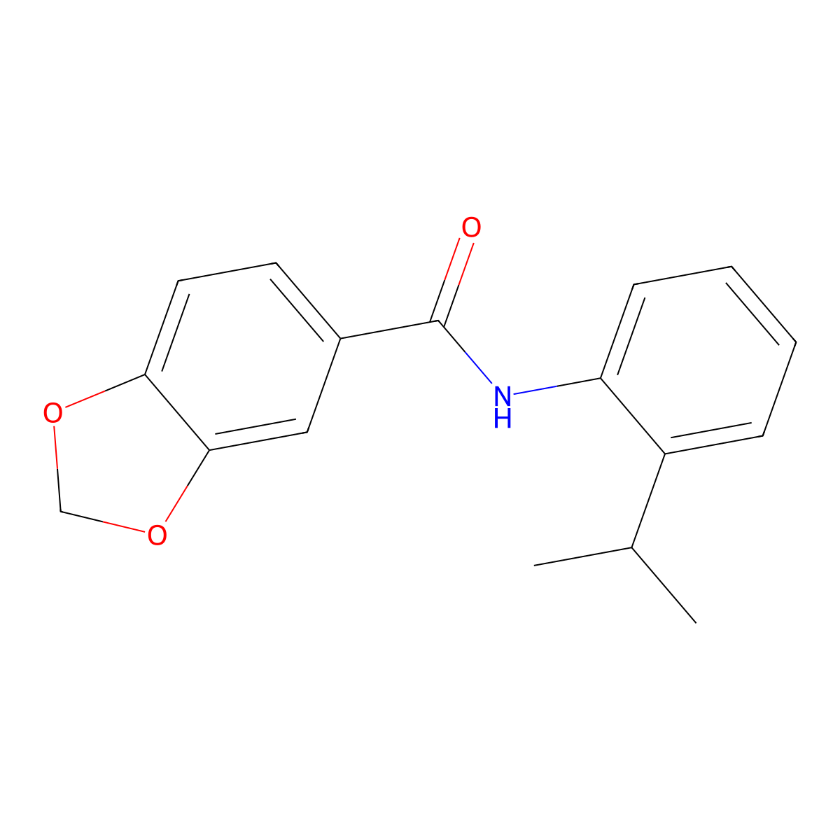 N-(2-isopropylphenyl)-1,3-benzodioxole-5-carboxamide molecular structure, CAS 349415-39-0