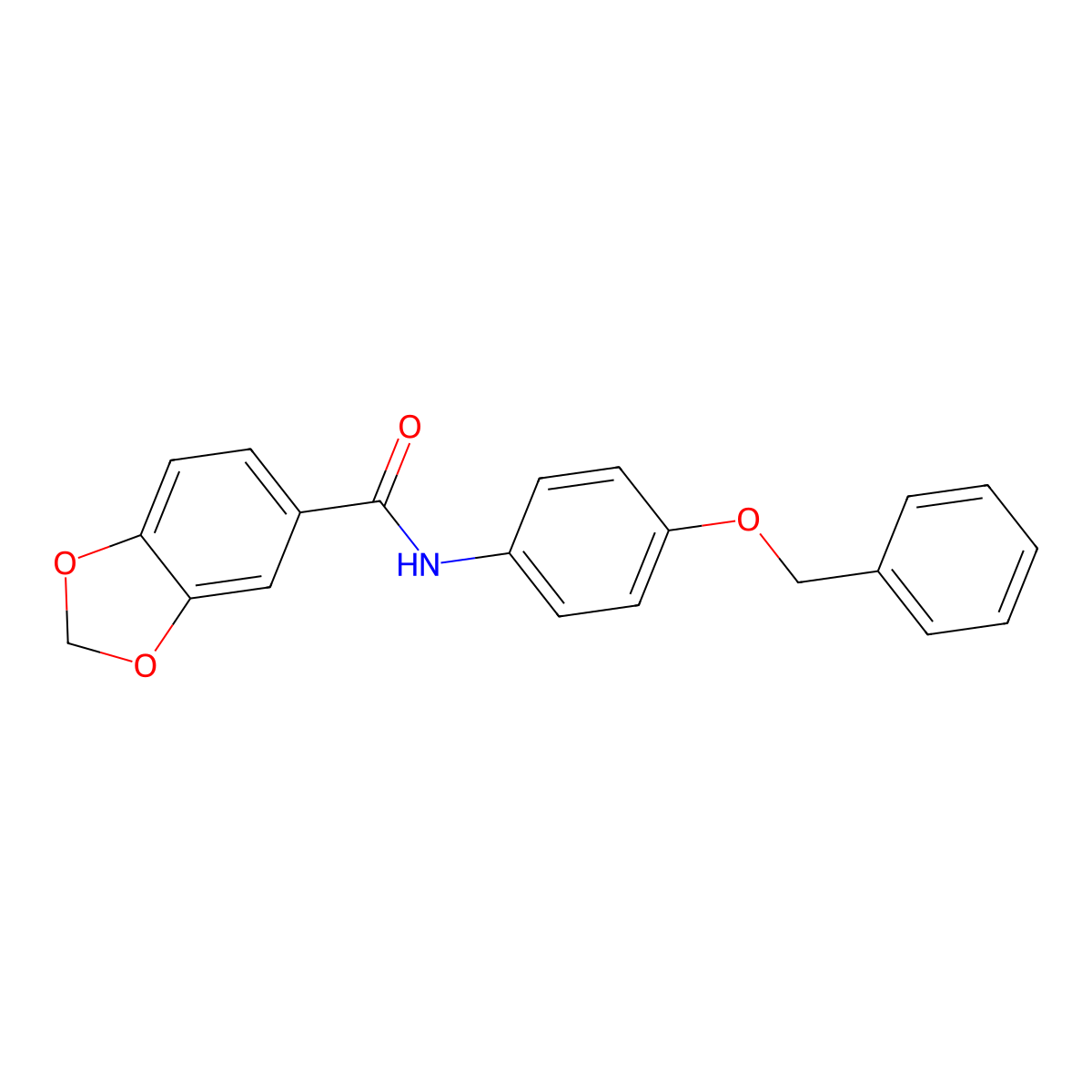 N-(4-phenylmethoxyphenyl)-1,3-benzodioxole-5-carboxamide molecular structure, CAS 349415-43-6