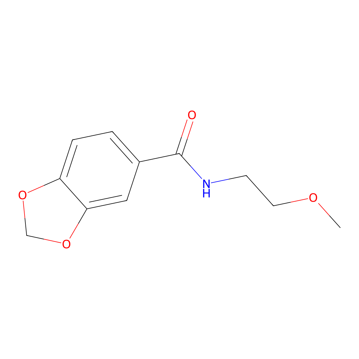 N-(2-methoxyethyl)-1,3-benzodioxole-5-carboxamide molecular structure, CAS 349415-45-8