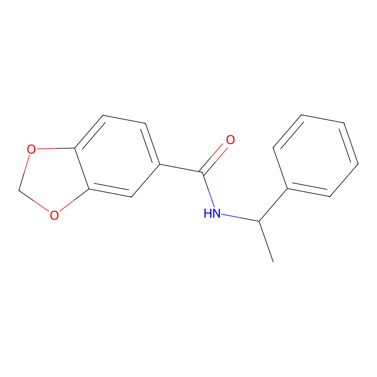 N-(1-phenylethyl)-1,3-benzodioxole-5-carboxamide molecular structure, CAS 349415-50-5