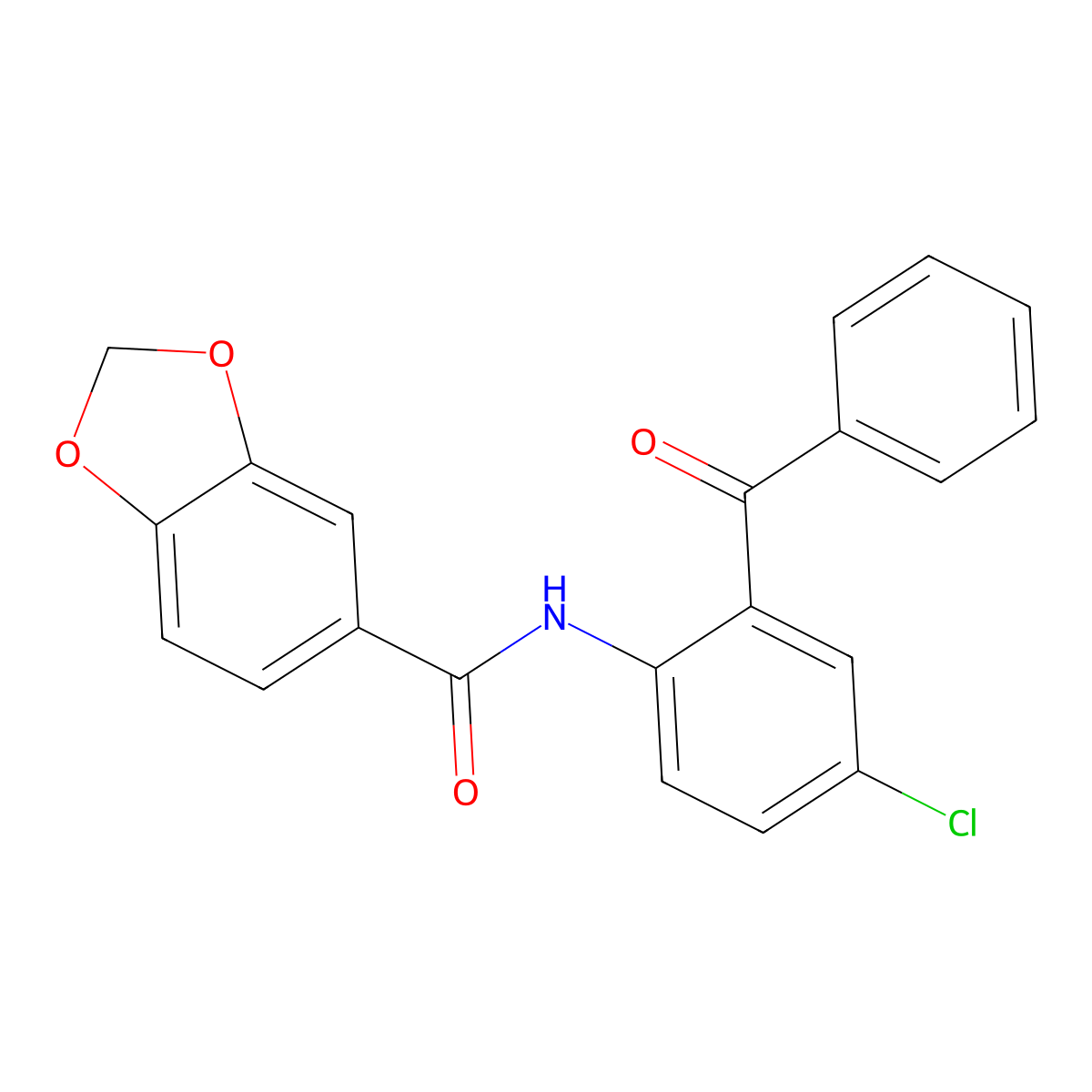 N-(2-benzoyl-4-chlorophenyl)-1,3-benzodioxole-5-carboxamide molecular structure, CAS 349415-54-9