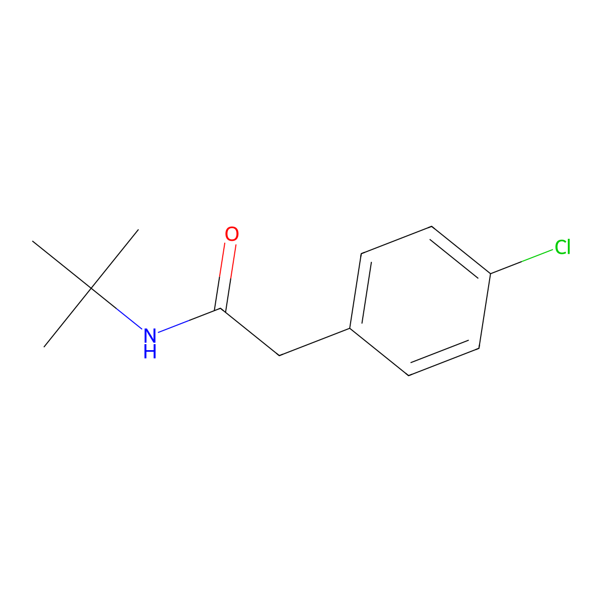 N-tert-butyl-2-(4-chlorophenyl)acetamide molecular structure, CAS 349415-65-2