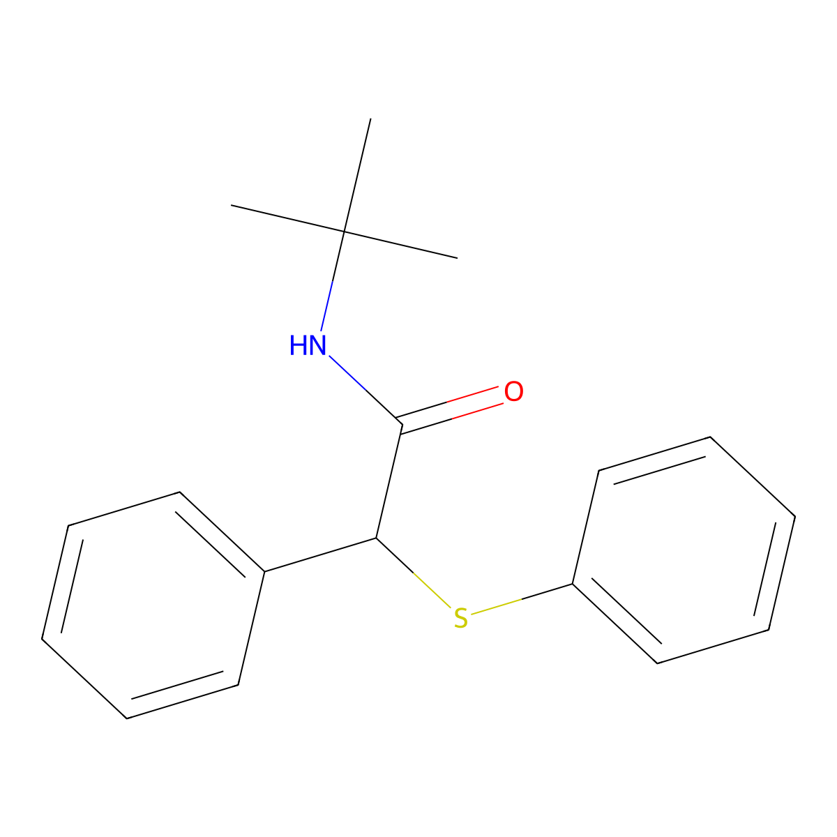 N-tert-butyl-2-phenyl-2-(phenylsulfanyl)acetamide molecular structure, CAS 349415-69-6