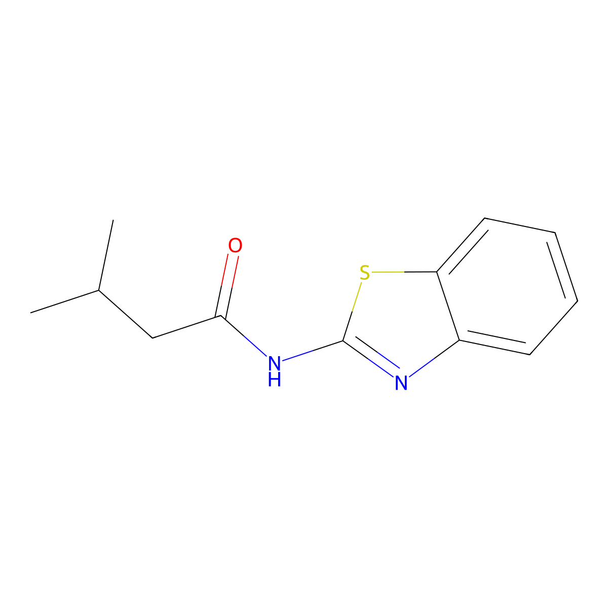 N-(1,3-benzothiazol-2-yl)-3-methylbutanamide molecular structure, CAS 349415-82-3