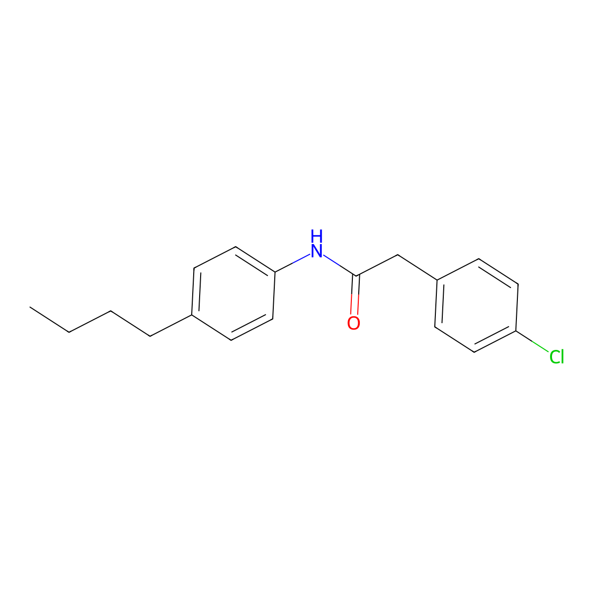 N-(4-butylphenyl)-2-(4-chlorophenyl)acetamide molecular structure, CAS 349416-17-7
