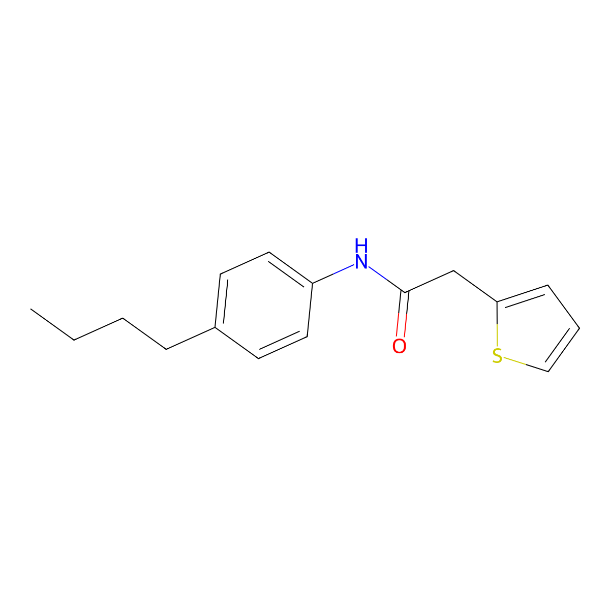 N-(4-butylphenyl)-2-thiophen-2-ylacetamide molecular structure, CAS 349416-21-3