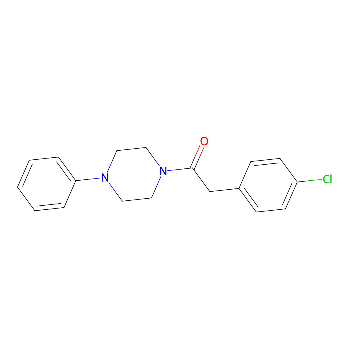 2-(4-Chlorophenyl)-1-(4-phenylpiperazin-1-yl)ethanone molecular structure, CAS 349416-37-1