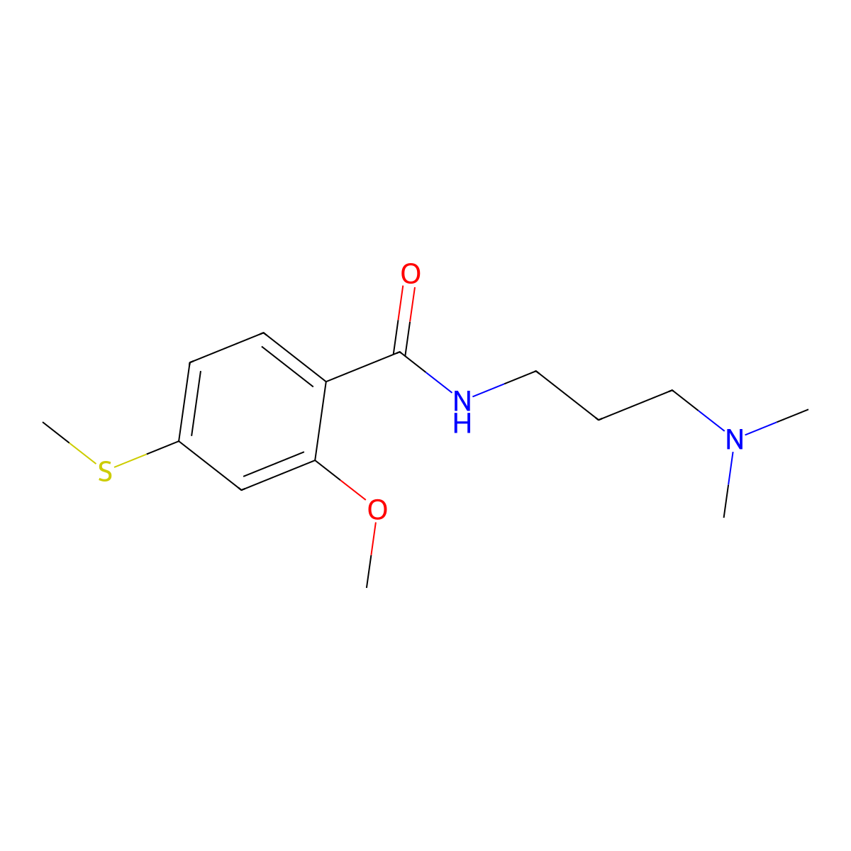 N-[3-(dimethylamino)propyl]-2-methoxy-4-methylsulfanylbenzamide molecular structure, CAS 349416-64-4