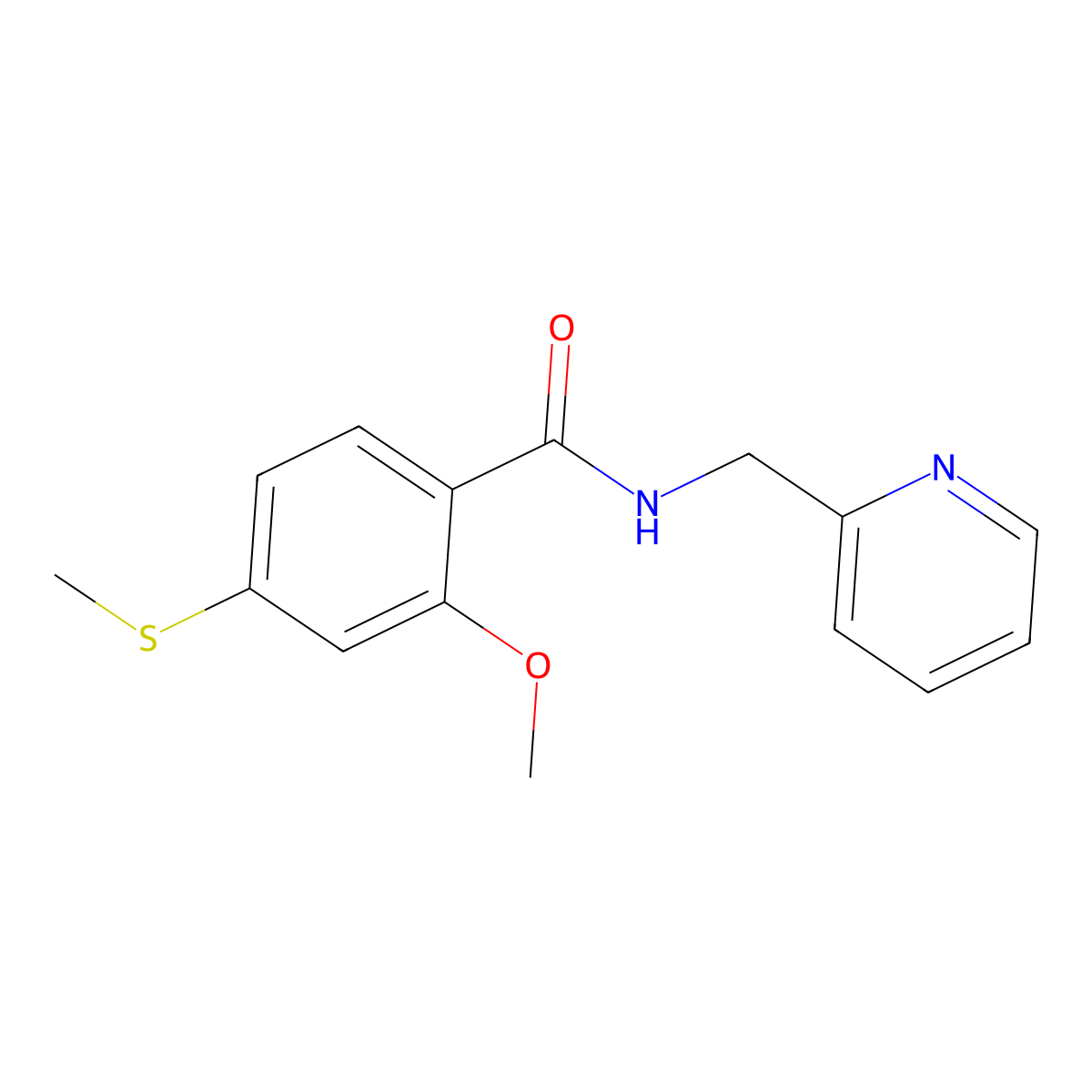 2-methoxy-4-(methylsulfanyl)-N-(pyridin-2-ylmethyl)benzamide molecular structure, CAS 349417-28-3