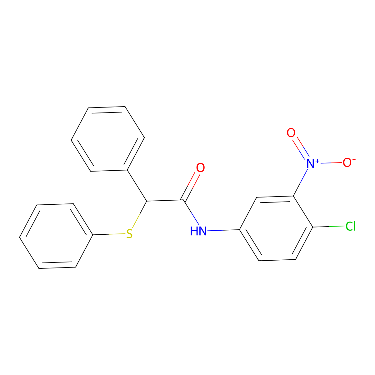 N-(4-chloro-3-nitrophenyl)-2-phenyl-2-phenylsulfanylacetamide molecular structure, CAS 349417-66-9