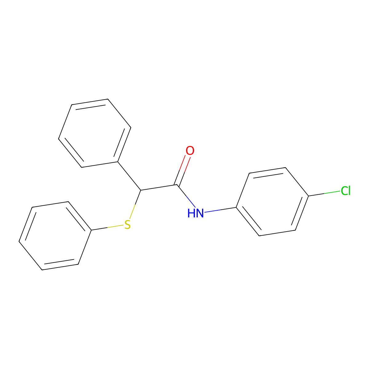 N-(4-chlorophenyl)-2-phenyl-2-phenylsulfanylacetamide molecular structure, CAS 349417-83-0