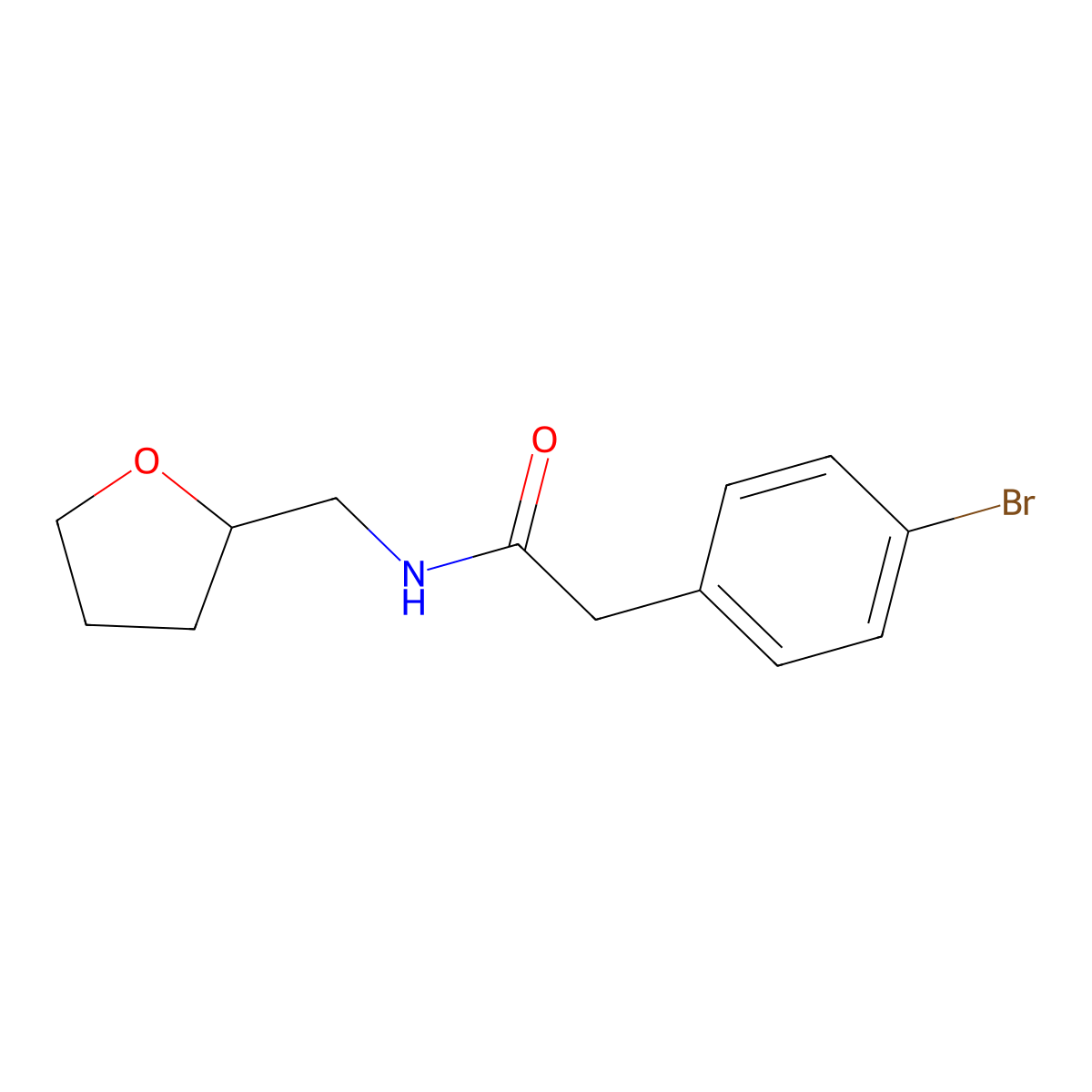 2-(4-bromophenyl)-N-(oxolan-2-ylmethyl)acetamide molecular structure, CAS 349417-86-3
