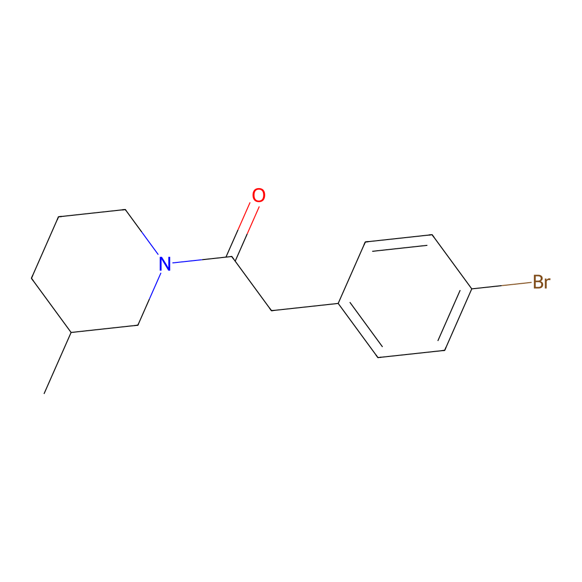 2-(4-Bromophenyl)-1-(3-methylpiperidin-1-yl)ethanone molecular structure, CAS 349418-11-7