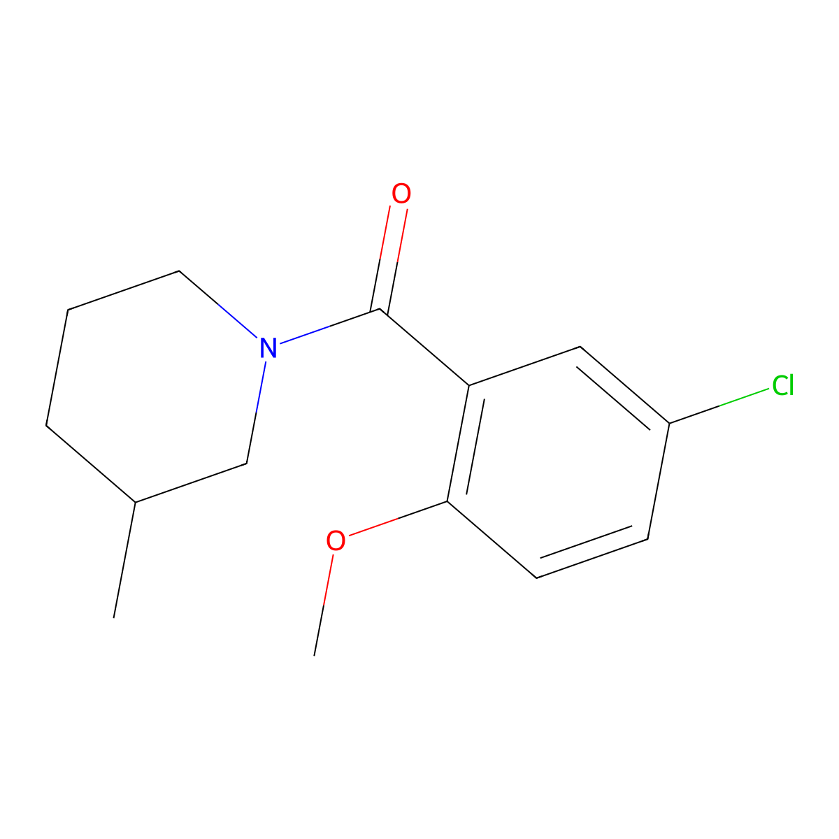 (5-Chloro-2-methoxyphenyl)(3-methyl-1-piperidinyl)methanone molecular structure, CAS 349418-15-1