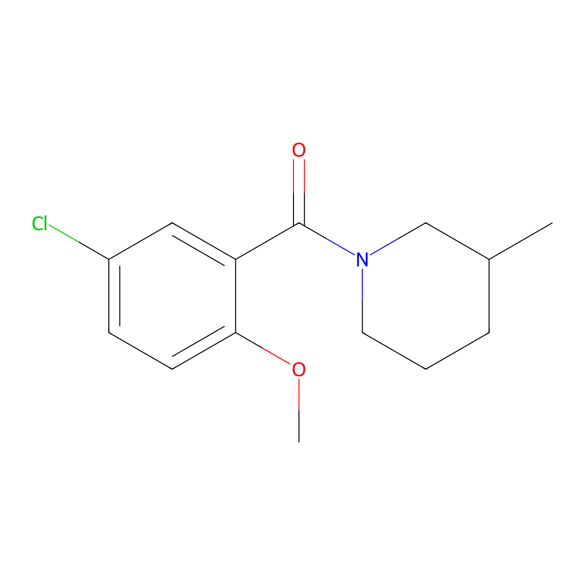 (5-Chloro-2-methoxyphenyl)(3-methyl-1-piperidinyl)methanone molecular structure, CAS 349418-15-1