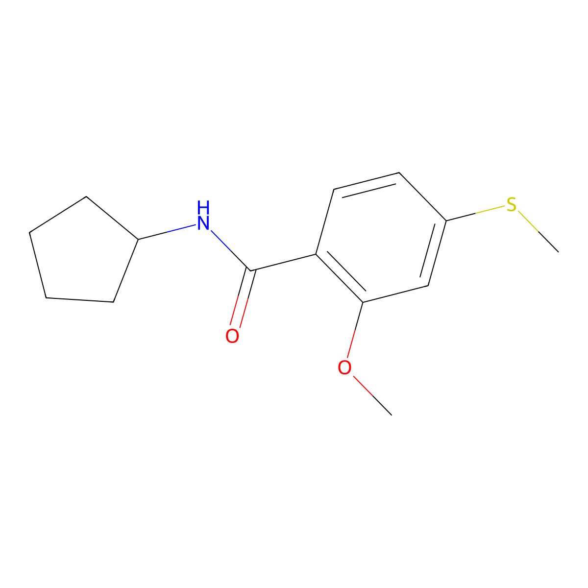 N-cyclopentyl-2-methoxy-4-(methylsulfanyl)benzamide molecular structure, CAS 349419-14-3
