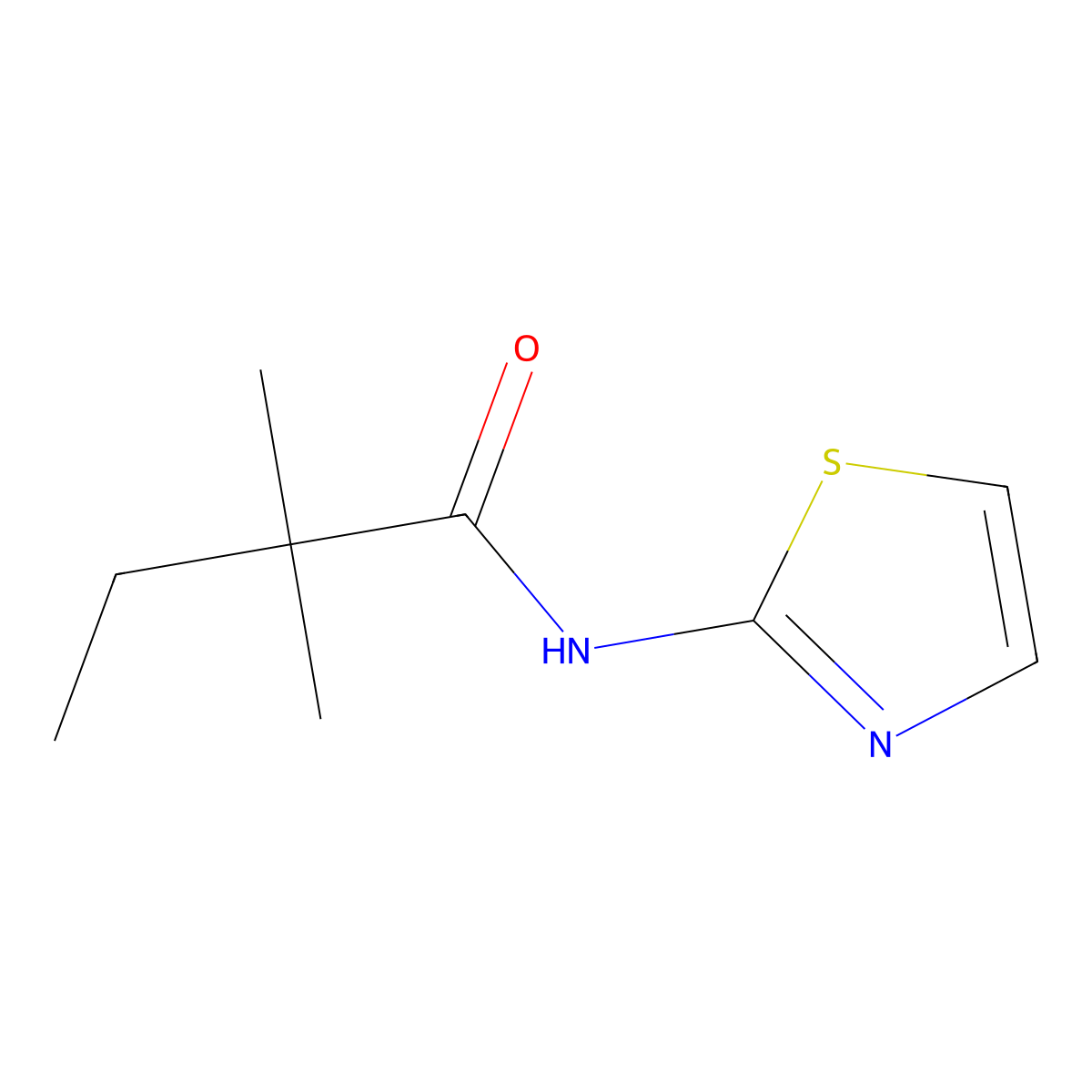 2,2-dimethyl-N-(1,3-thiazol-2-yl)butanamide molecular structure, CAS 349419-26-7