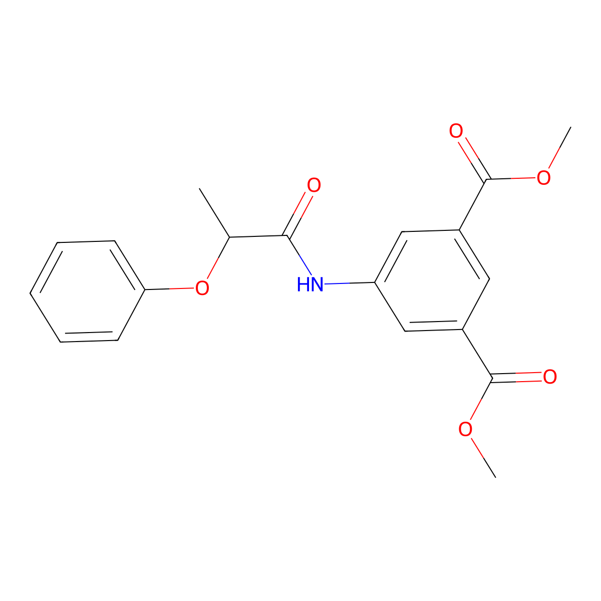 Dimethyl 5-[(2-phenoxypropanoyl)amino]benzene-1,3-dicarboxylate molecular structure, CAS 349419-63-2