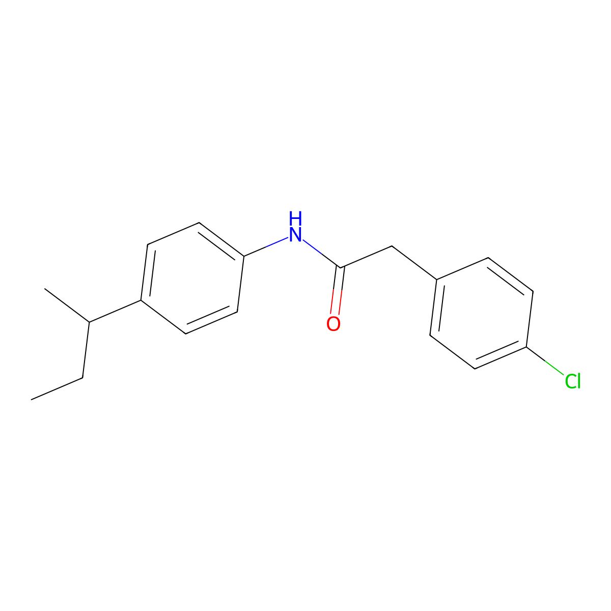 N-[4-(butan-2-yl)phenyl]-2-(4-chlorophenyl)acetamide molecular structure, CAS 349420-09-3