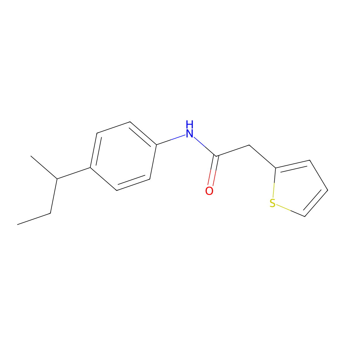 N-(4-butan-2-ylphenyl)-2-thiophen-2-ylacetamide molecular structure, CAS 349420-12-8