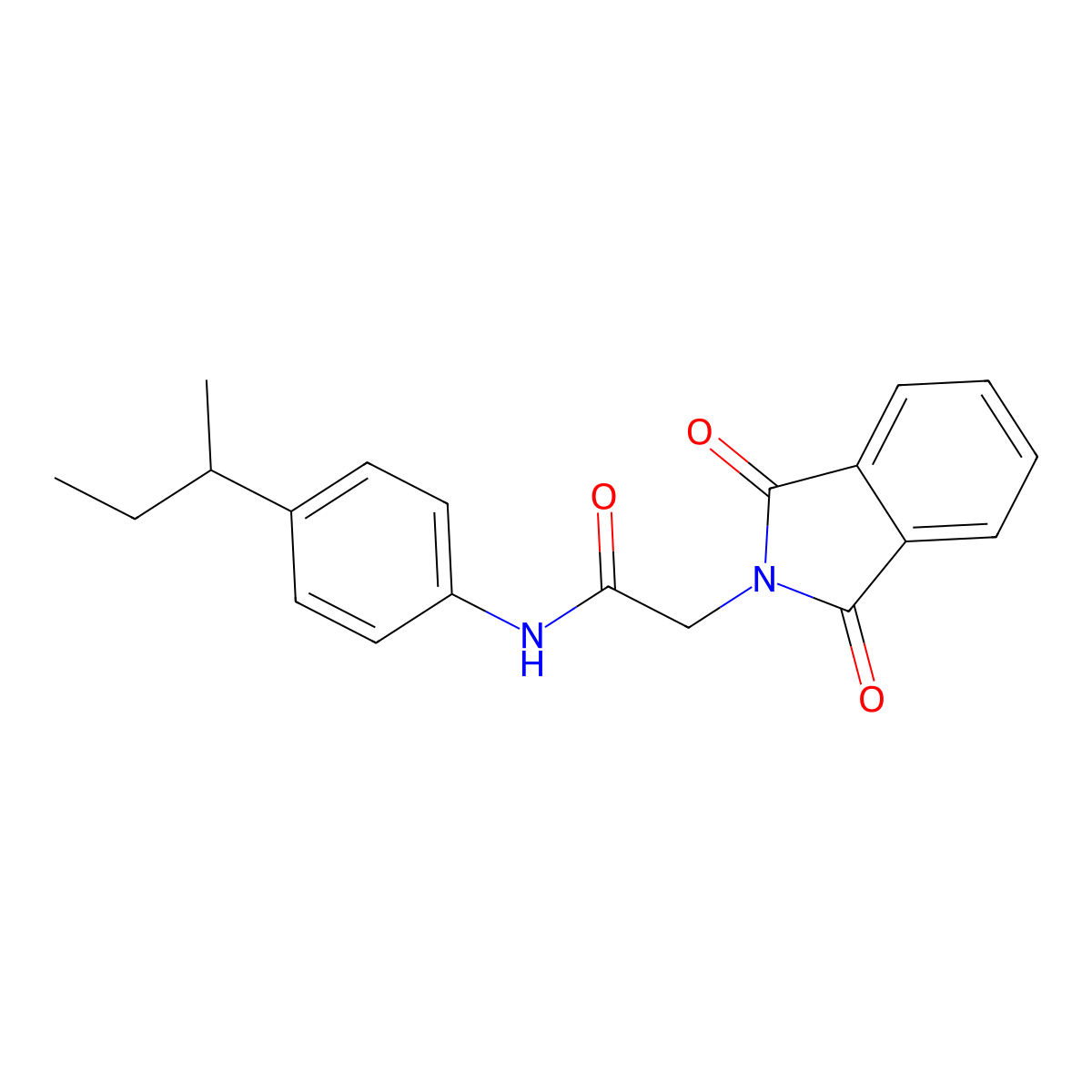 N-(4-butan-2-ylphenyl)-2-(1,3-dioxoisoindol-2-yl)acetamide molecular structure, CAS 349420-21-9