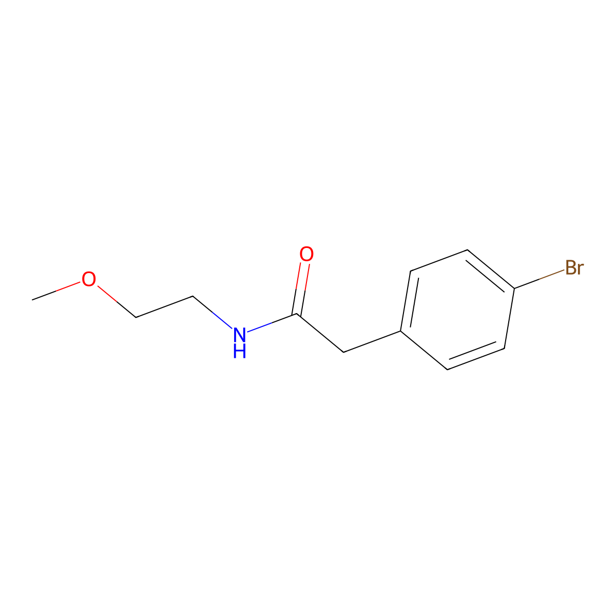 2-(4-bromophenyl)-N-(2-methoxyethyl)acetamide molecular structure, CAS 349420-86-6