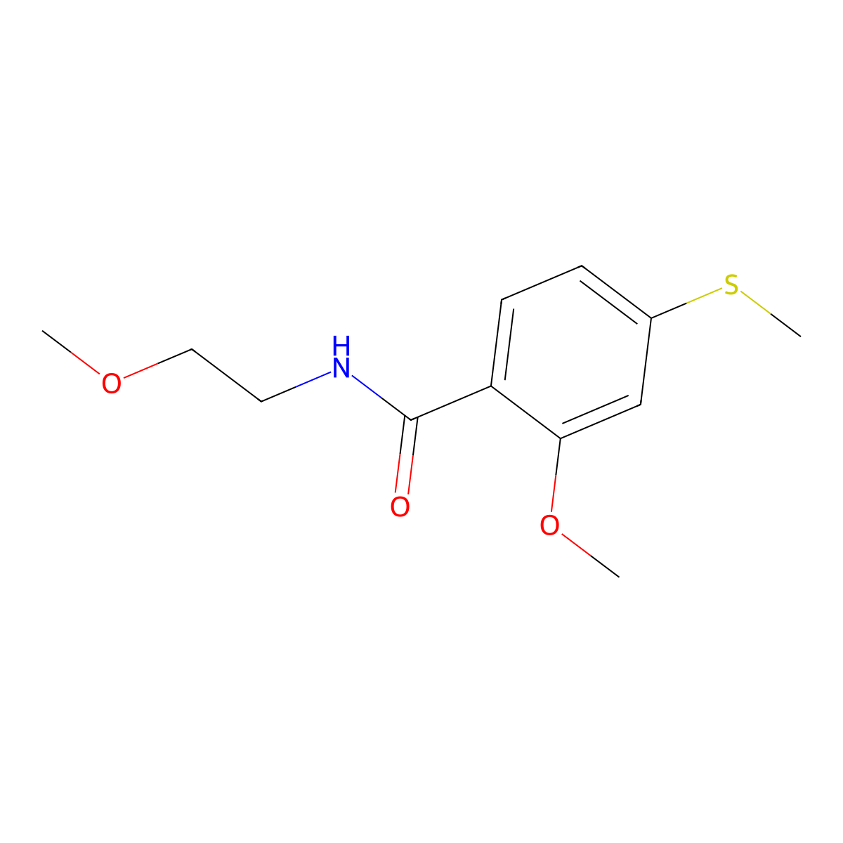 2-methoxy-N-(2-methoxyethyl)-4-(methylsulfanyl)benzamide molecular structure, CAS 349420-97-9