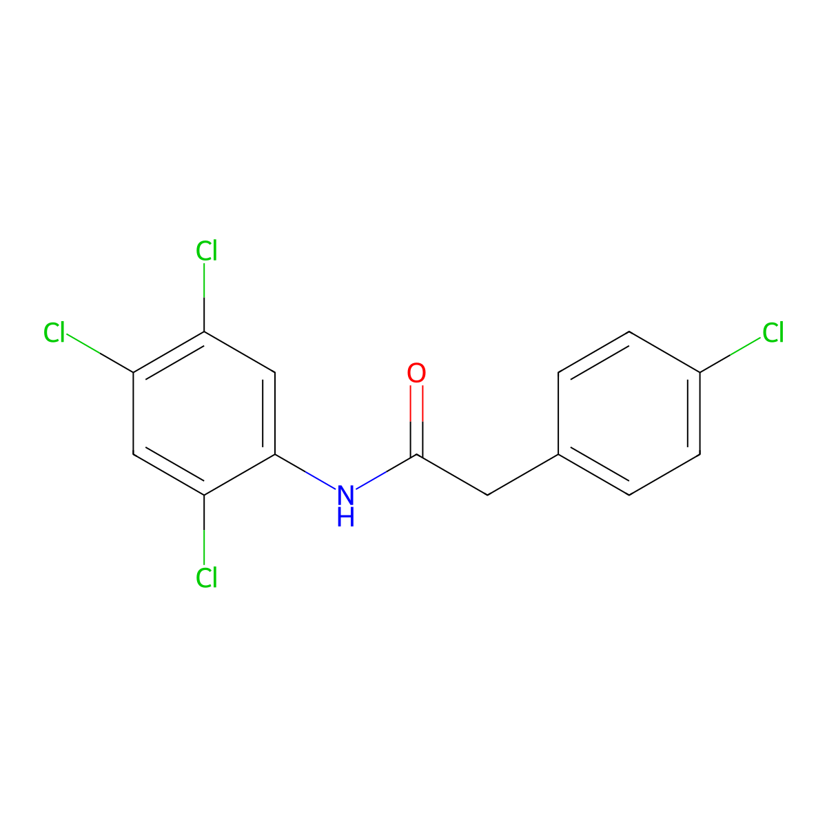 2-(4-chlorophenyl)-N-(2,4,5-trichlorophenyl)acetamide molecular structure, CAS 349421-05-2