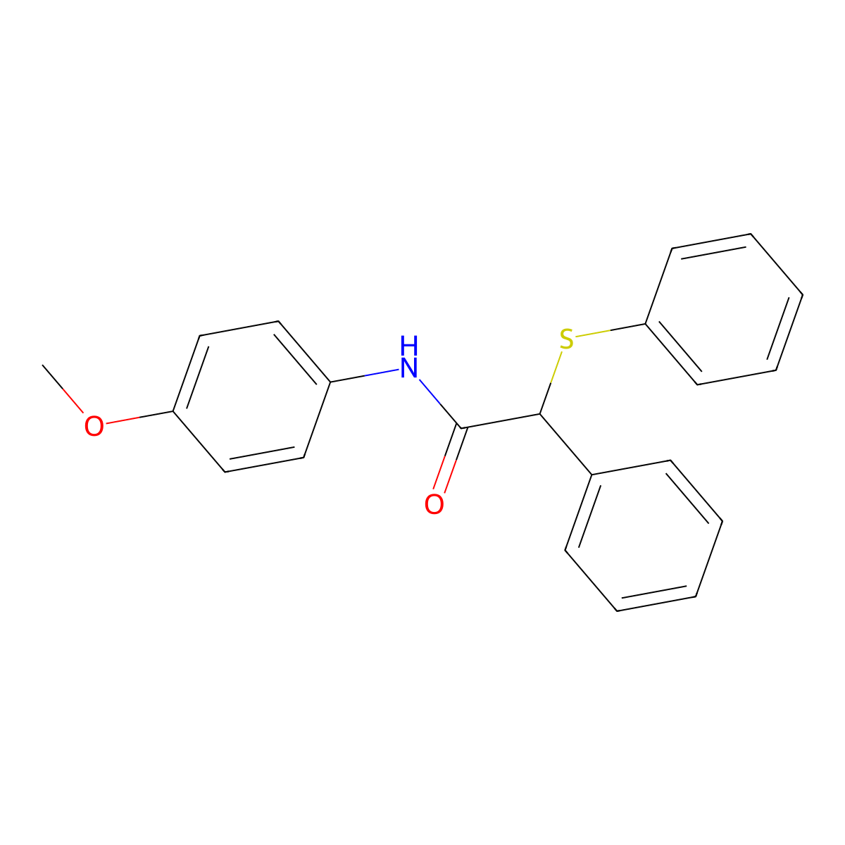 N-(4-methoxyphenyl)-2-phenyl-2-(phenylsulfanyl)acetamide molecular structure, CAS 349421-53-0