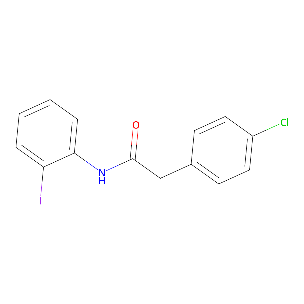 2-(4-chlorophenyl)-N-(2-iodophenyl)acetamide molecular structure, CAS 349422-60-2