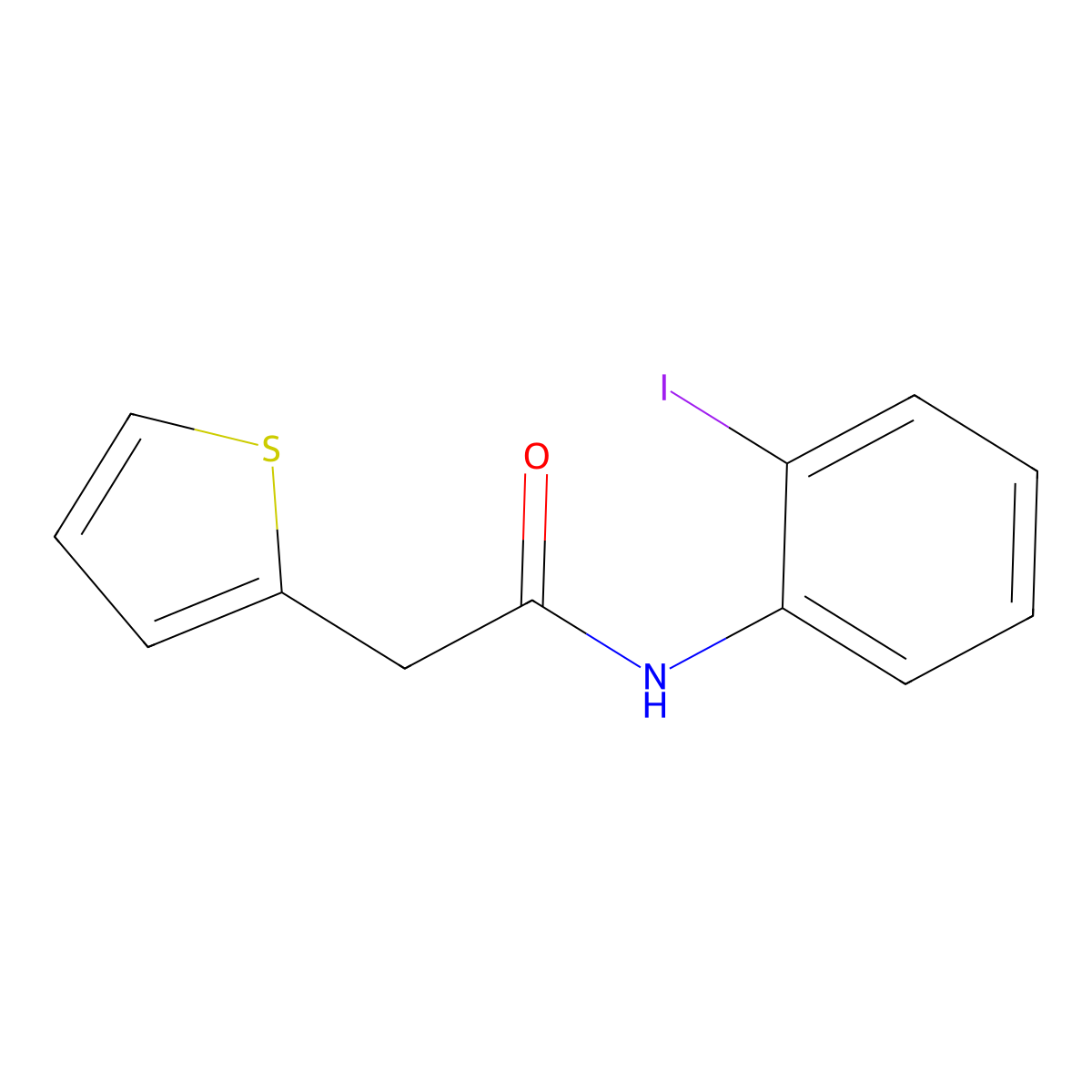 N-(2-iodophenyl)-2-(thiophen-2-yl)acetamide molecular structure, CAS 349422-63-5